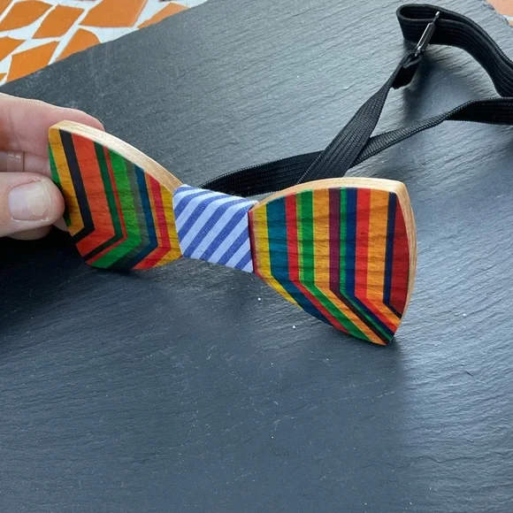 Handmade colorful wood party bowtie unique rarerainbow pride NEW